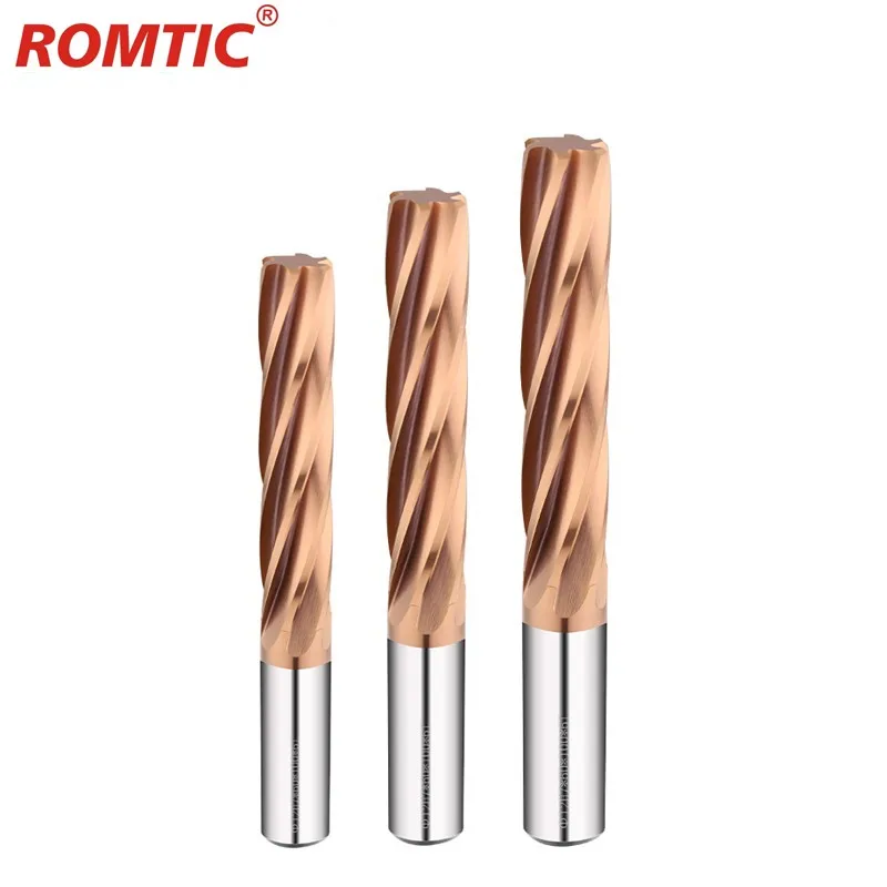 

ROMTIC Mechanical Workshop Tools 60° Bronze Nano Coated Tungsten Steel Spiral Groove Reamer 1.0mm-21.0mm Carbide Reamer