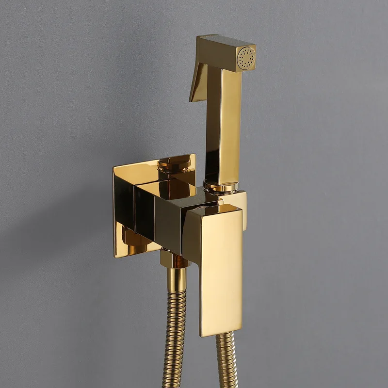 Матовый черный латунный квадратный смеситель для душа биде холодной и горячей