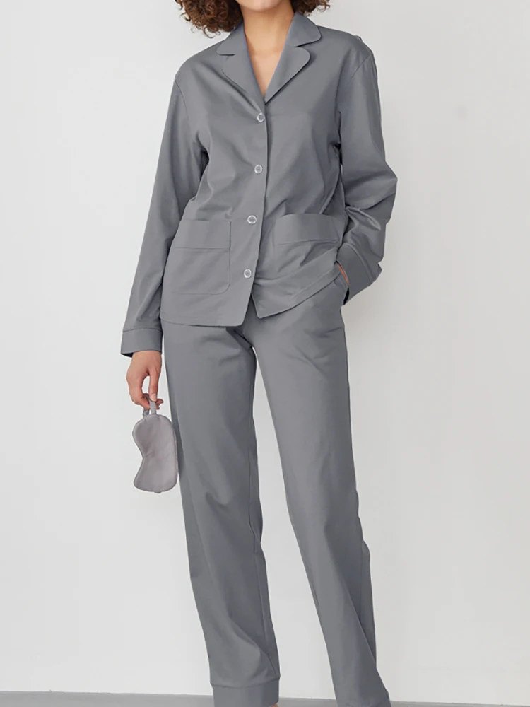 

Комплект пижамный Linad Женский трикотажный, комплект из 2 предметов, одежда для сна с длинным рукавом, повседневные брюки с карманами, домашняя одежда, осень