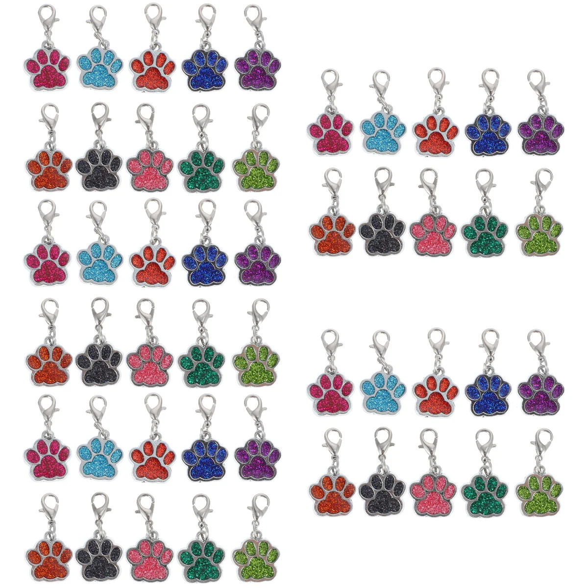 

50 PCS Dog Footprints Pendant Purse Keychain Jewelry Making Pendants Alloy Charm Pet DIY Set Charms Child