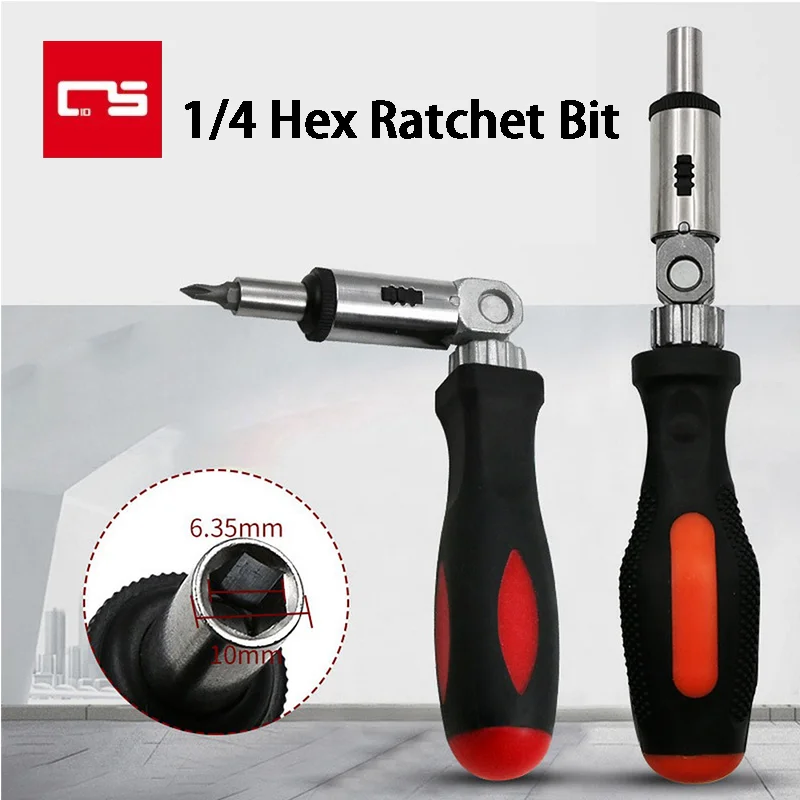 

Rachet Scewdriver 1/4 Hex Ratchet Bit Handle Screwdriver Driver Maintenance Hand Tools 6.35mm Ratchet Screwdriver Bit Holder