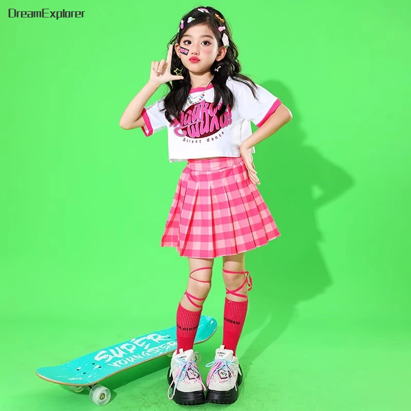 Короткая рубашка в стиле хип-хоп для девочек летняя куртка клетчатая юбка