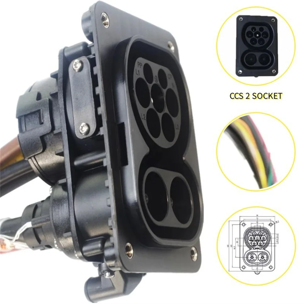 

200A DC with 1m cable EVSE CCS Combo 2 EV Fast Socket for Electric car accessories CCS Combo EV Charger Connector CCS 2 socket