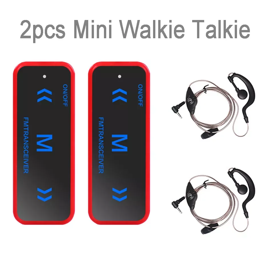 2PCS Mini Walkie Talkie 3W 400-470MHz 2-Way Radio Transceiver Earpiece Headset Earmuff USB charging two way walkies-talkies