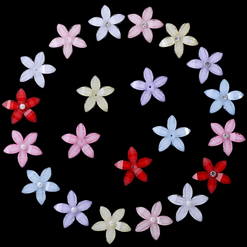 60 шт. 19*20 мм разноцветный полимерный материал хрустальный кулон в форме цветка из
