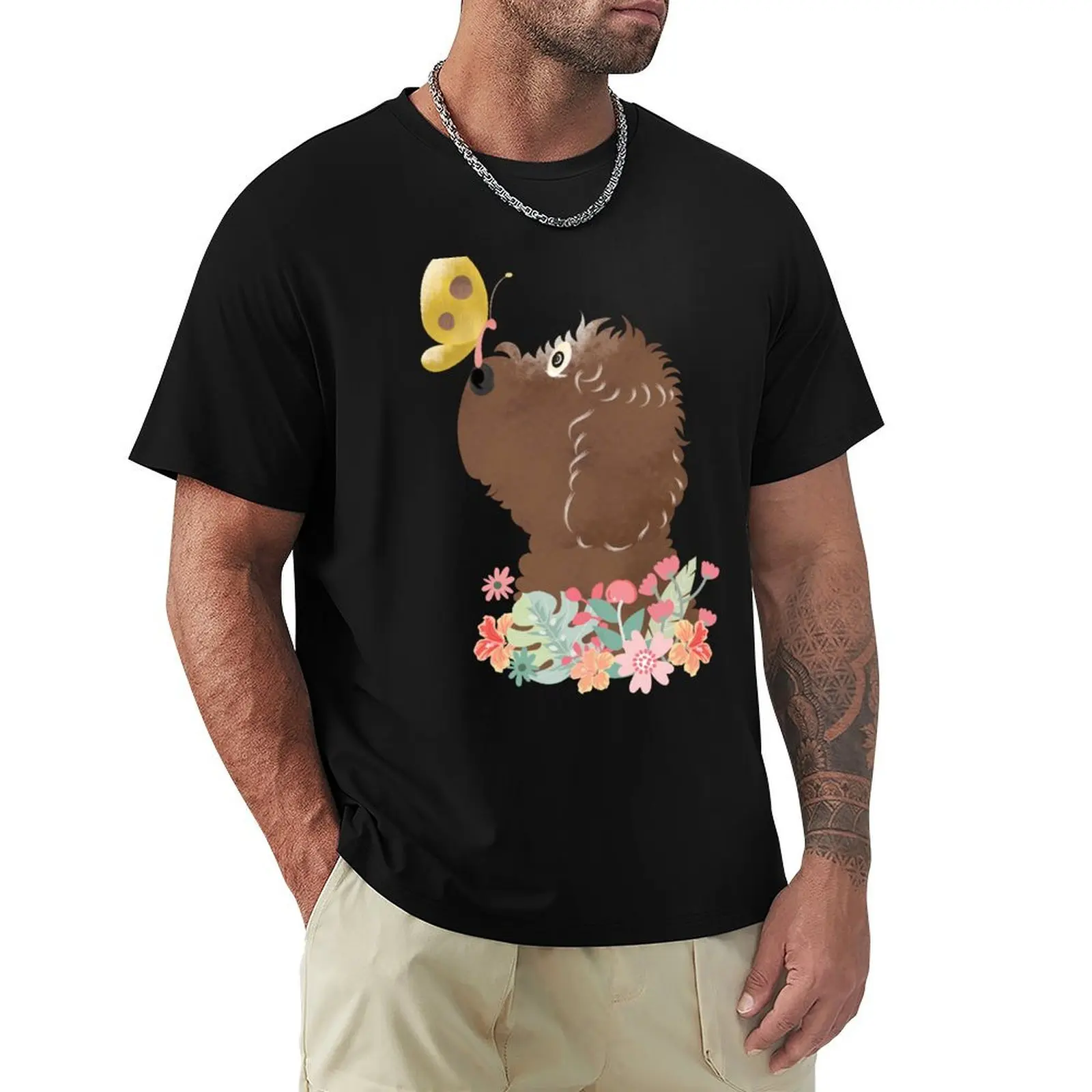 Фото Привет, Весна! Футболка Chocolate Goldendoodle Labradoodle Cockapoo Cavapoo Aussiedoodle, хлопковый топ с короткими рукавами №1