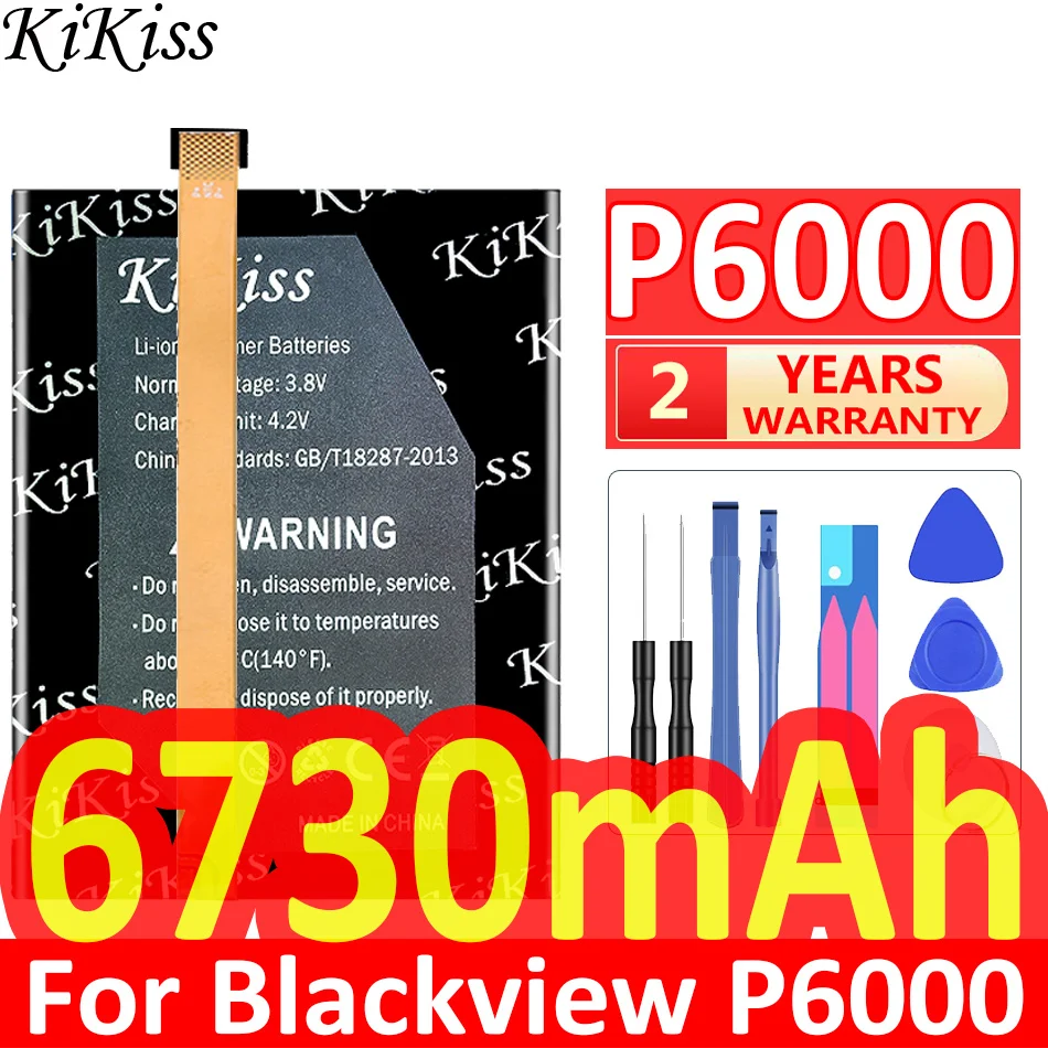 

KiKiss P 6000 6730mAh Battery For Blackview P6000 Smart Phone Batteries + Free Tools