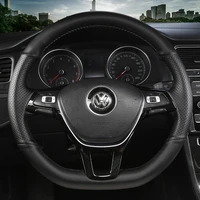 for volkswagen golf jialu lamando tayron tange cc hand stitched leather suede car steering wheel cover set car accessories