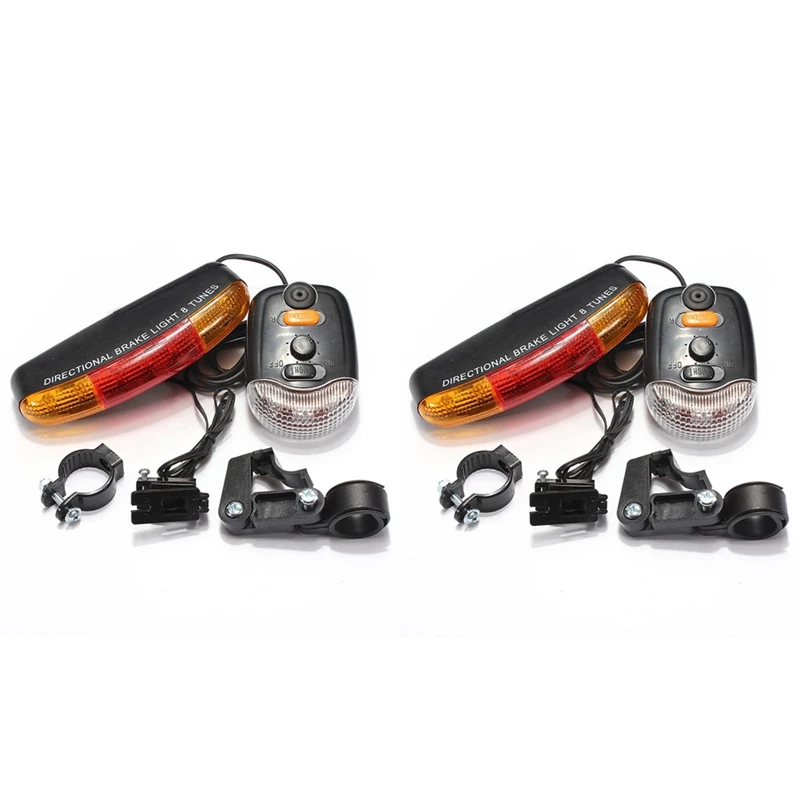 

2X For Cycling Bicycle 3 In 1 Bike Turn Signal Brake Tail 7 LED Light Electric Horn