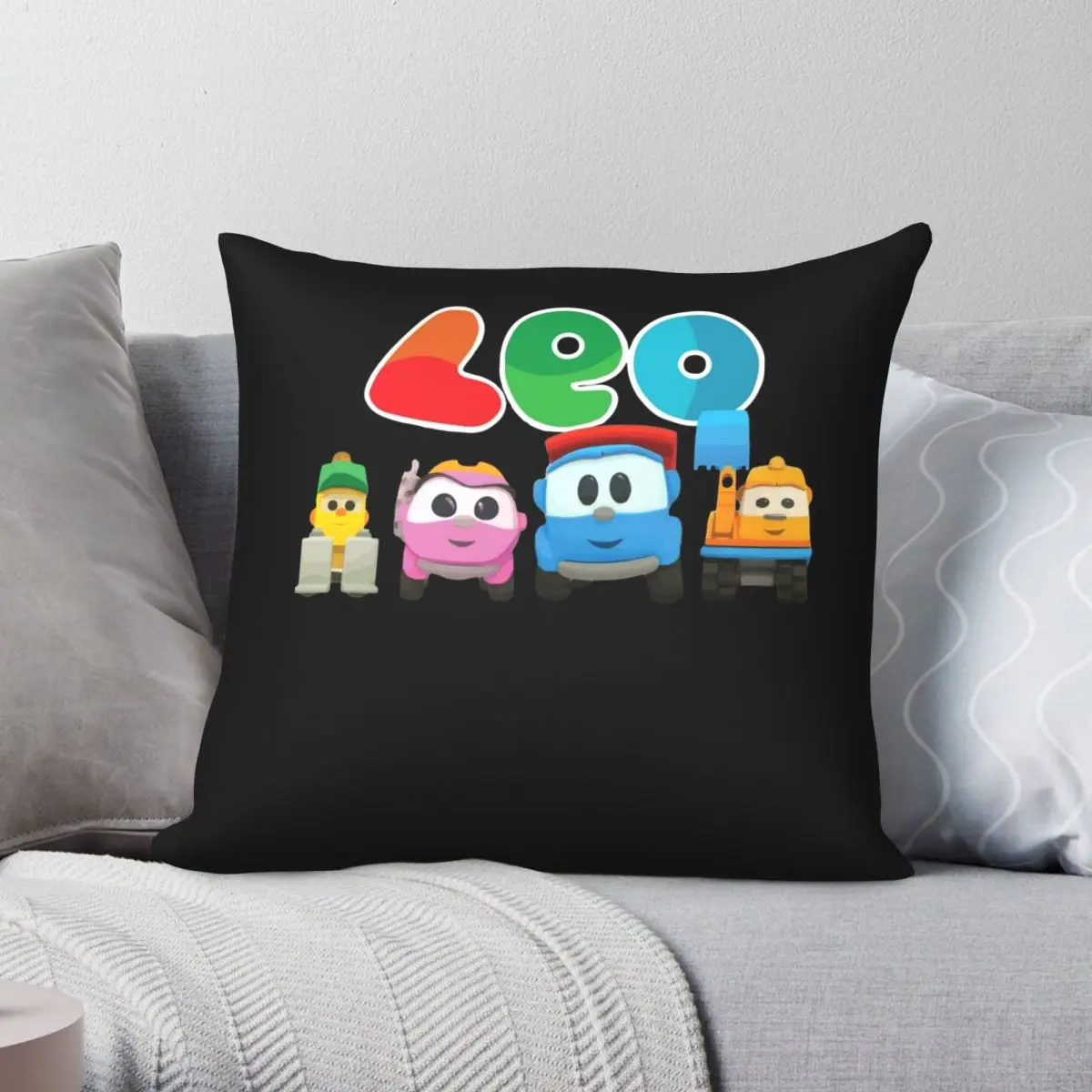 

LEO The Truck And Friends Pillowcase Polyester Linen Velvet Printed Zip Decor Pillow Case Room Cushion Case