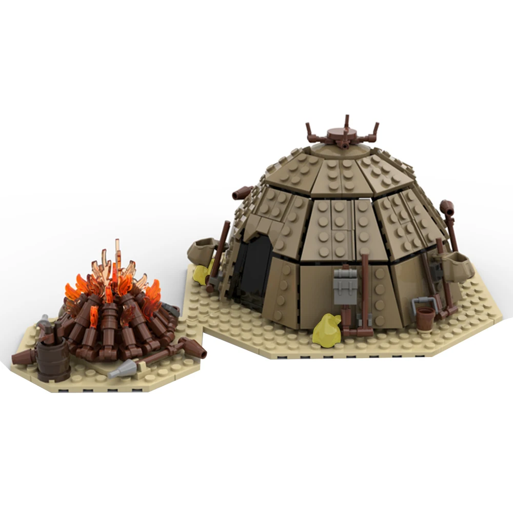 

MOC Desert Tatooine House Raider Urtya Tent - Campfire BSG Building Blocks Military Enlighten Bricks EDU Toys for Children