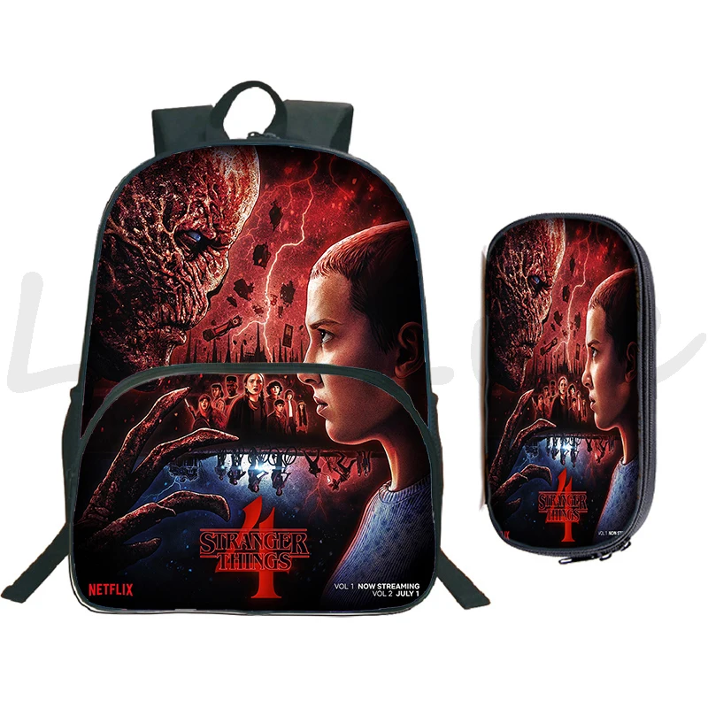 

Stranger Things 4 Backpack for Students Boys Girls Bookbag Zip Knapsack Teenage Bagpack Travel Rucksak Mochila 16Inch School Bag