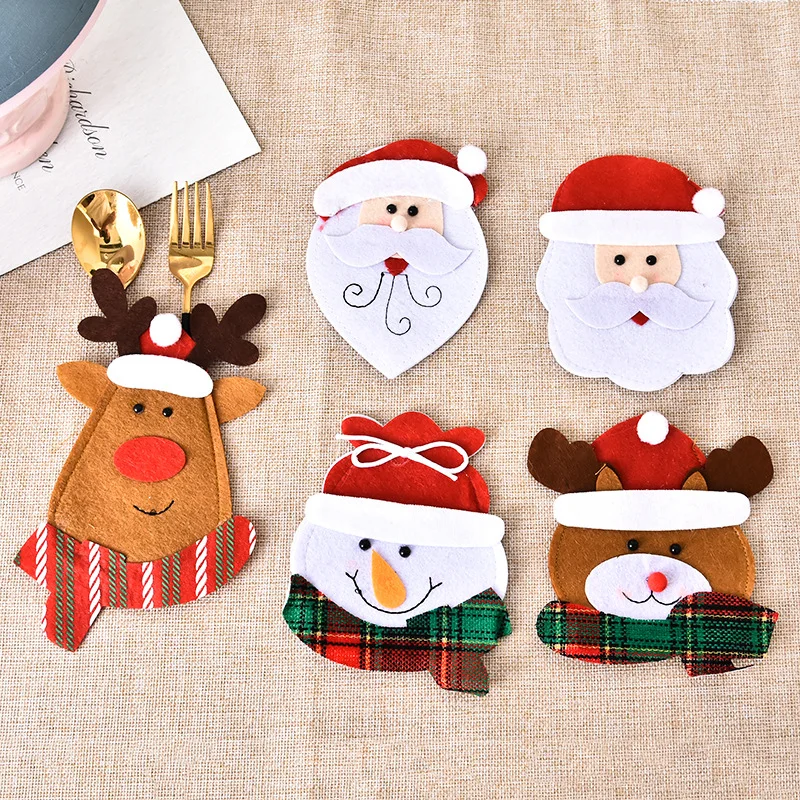 

Рождественский подарок на Новый год 2023, столовая посуда, держатель для вилки, ножа, сумка, рождественские украшения на новый год 2022, для стро...