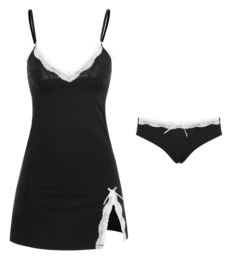 Сексуальная кружевная женская ночная сорочка из чистого хлопка на бретельках