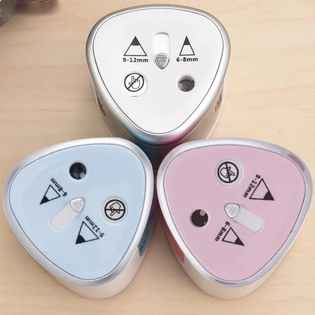 

Pencil Sharpener 2 Holes Stationery Sharpener Electric Automatic Students Supply Pattern Random Silver