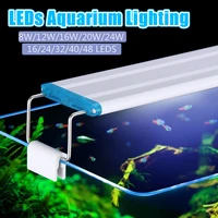 super slim led aquarium lighting aquatic plant light 18 58cm extensible waterproof clip on lamp for fish tank 90 260v