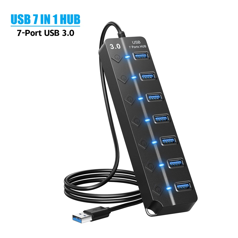 Usb Hub Extender High Speed USB 3 0 To 4 7 Ports Splitter with Switch Control For Xiaomi Macbook Pro PC Laptop  Accessories