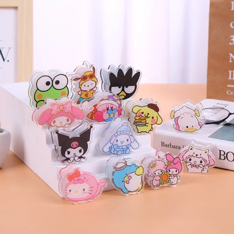 

Sanrio HelloKitty Kuromi Mymelody Purin Keroppi Cinnamoroll Pochacco BadBadtz-maru Acrylic Pp Clip Cartoon Double-sided Clip