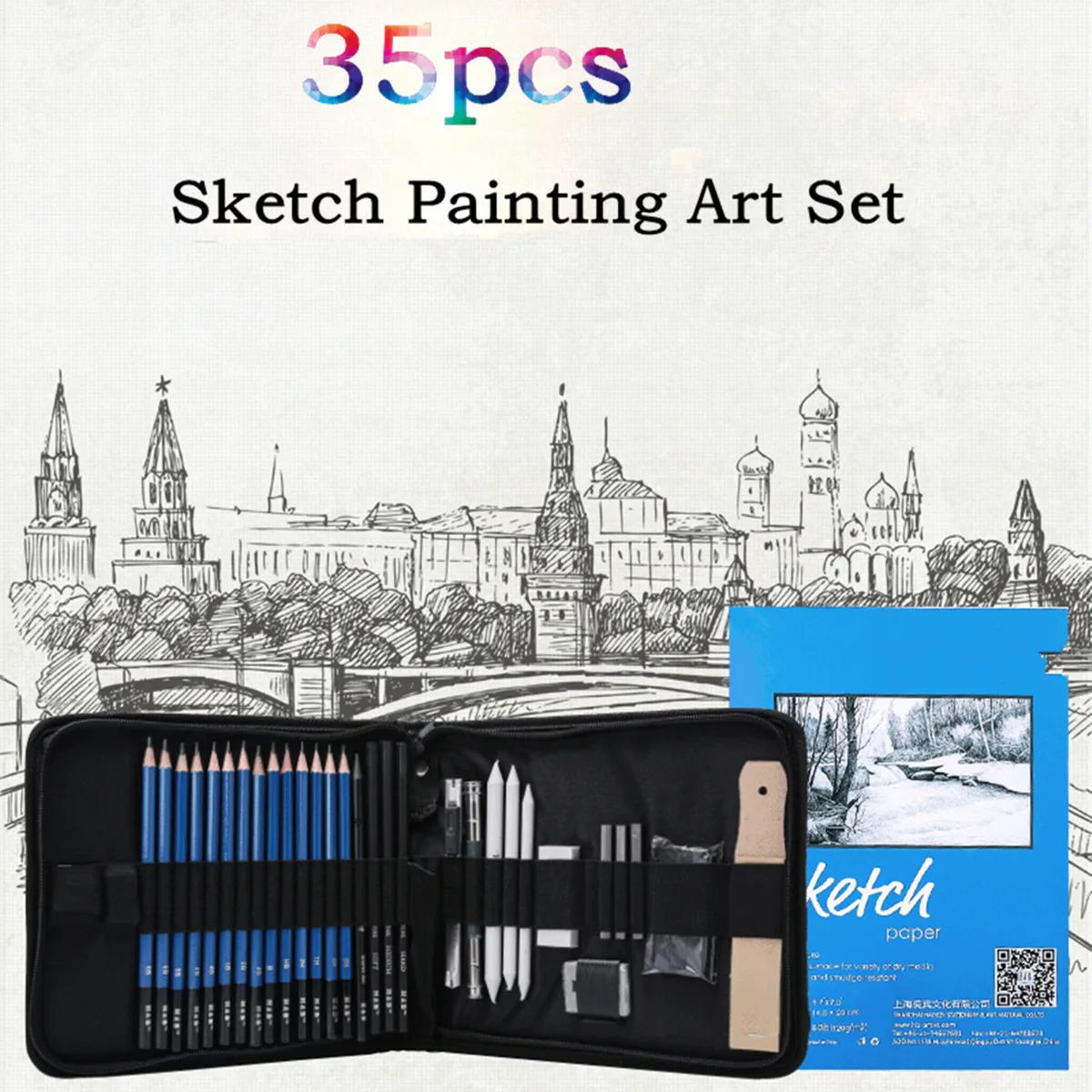 

35pcs Professional Drawing Art Tools Painting Sketch Graffiti Pencils for School Stationery Supplies Kid Oily Pencil Set Gift