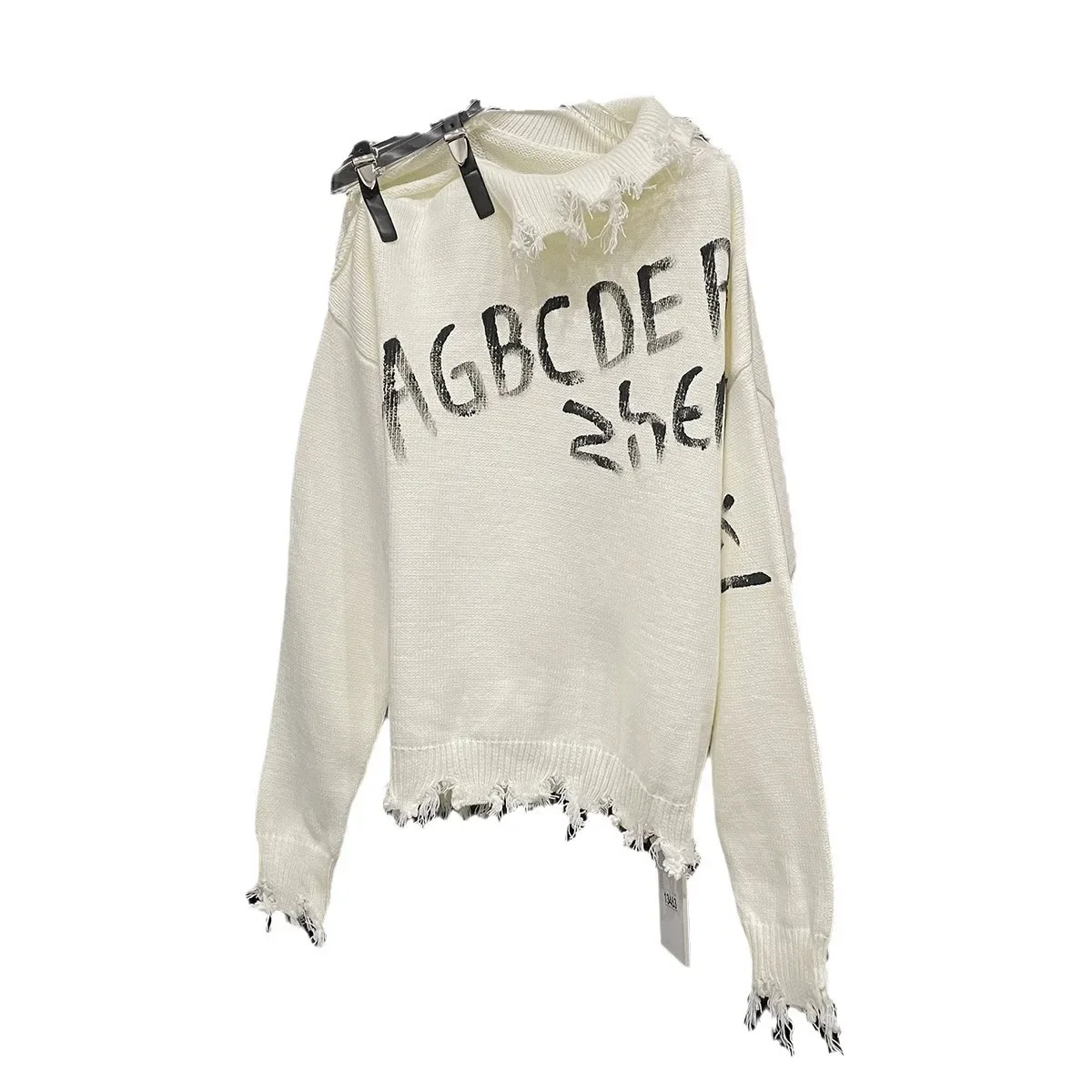 Осень 2024 вязаный свитер с открытыми плечами женский винтажный нишевый топ в