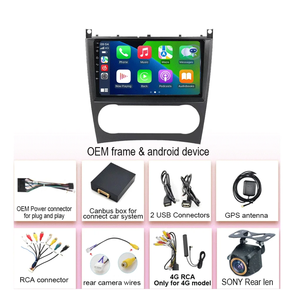 Фото Android 15 для Mercedes Benz W203 W209 C180 C200 C220 C230 2005-2009 видеоплеер автомобильное радио стерео GPS Carplay AUTO №5
