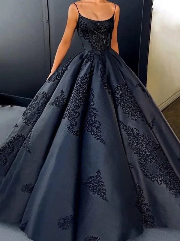 

Ball Gown Black Prom Dress Cheap Long Princess Prom Dress