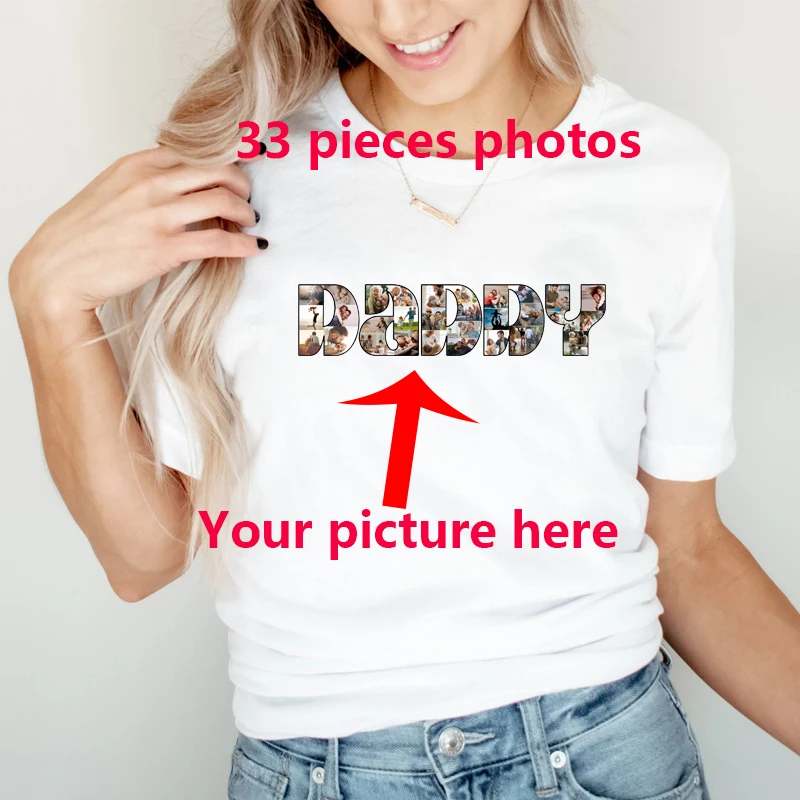 

Индивидуальный шаблон коллажа для фотографии папы хлопковая Футболка персонализированный подарок для папы и дочери на День отца картина унисекс модный подарок
