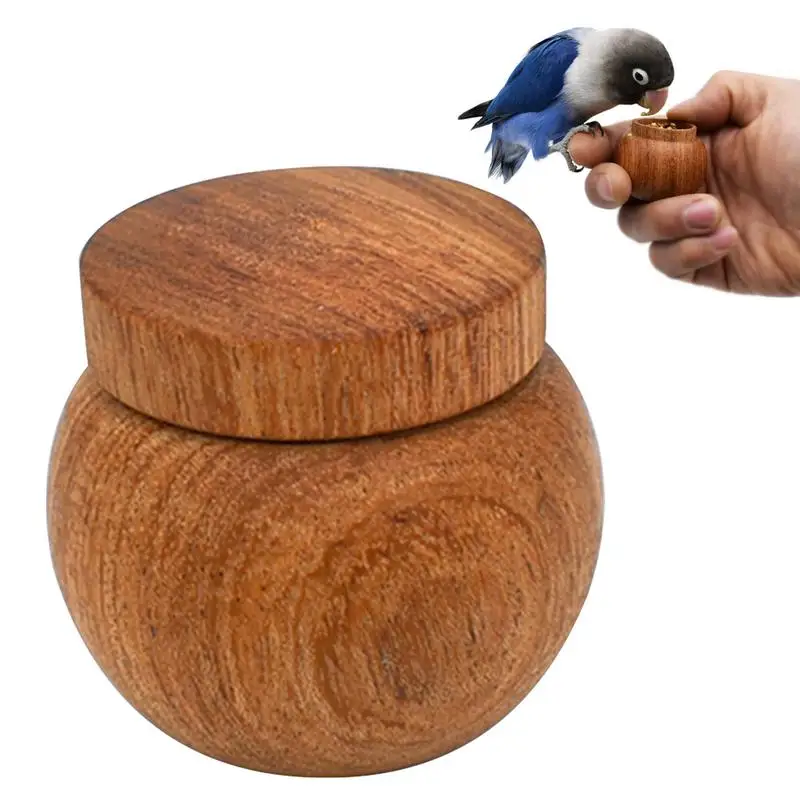 Lightweight Wooden Handheld Storage Box Bird Food Jar With L