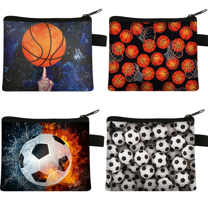 

Football cartoon coin purse children fashion storage bag key bag student portable coin polyester square cute card holder