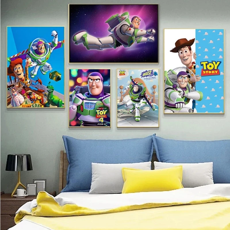Картина на холсте Disney Cartoon Toy Story Woody Wall Art для декора гостиной в стиле Нордик.