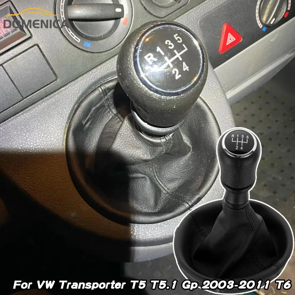 Фото Для Volkswagen VW Transporter T5 T5.1 Gp 2003-2011 T6 Автомобильная ручка переключения передач, рычаг переключения передач, кожаные чехлы, воротник №4