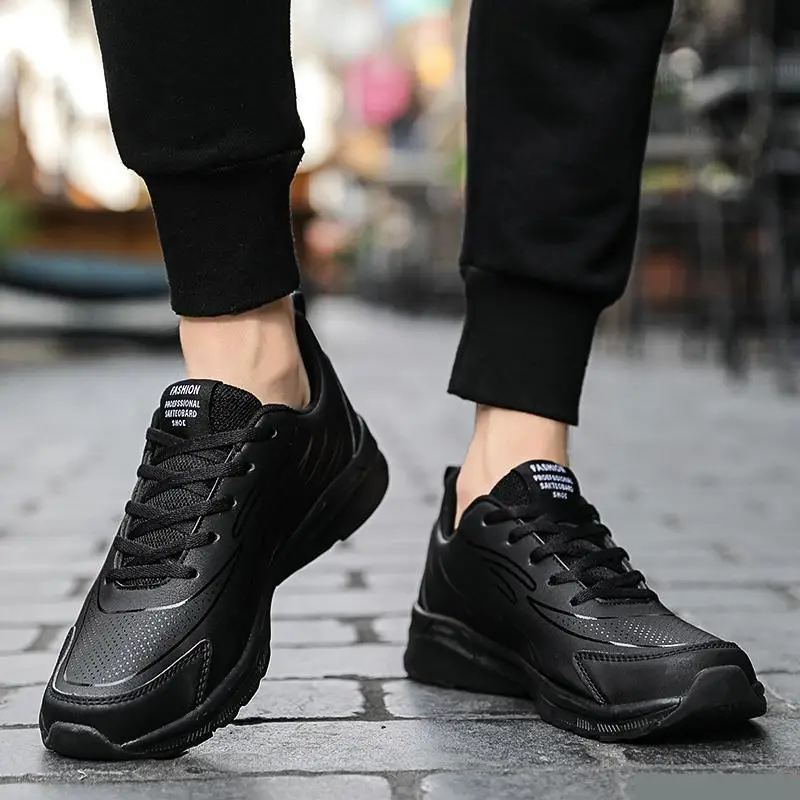 

Men Autumn Leather Soft Athletics Casual Running Shoes Big Size 46 Breathable Sport Chunky Sneakers Male Non-slip Jogging Shoes