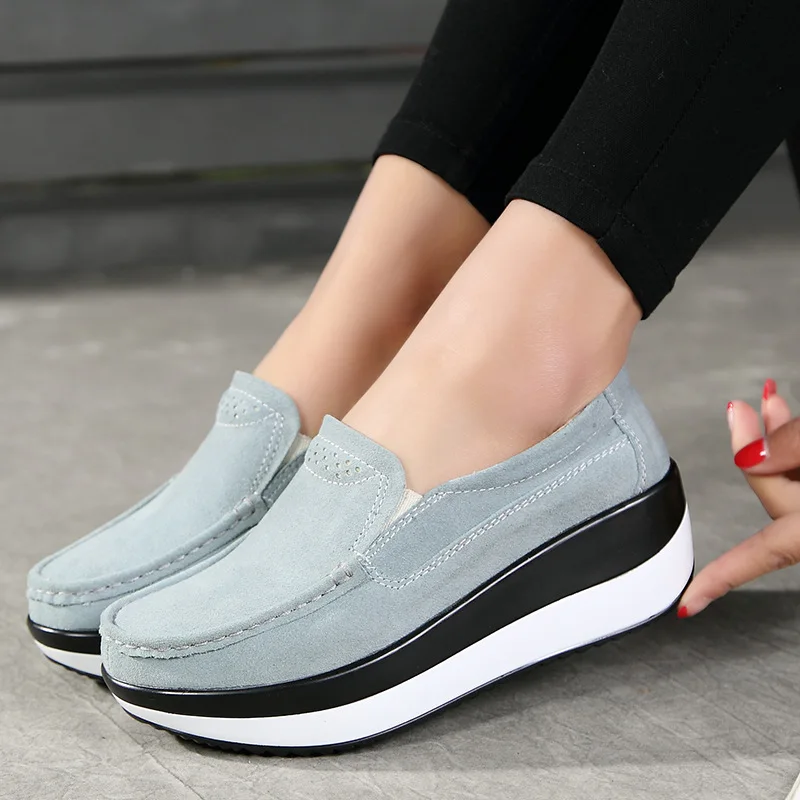 Spring Women Flats Shoes Platform Women Sneakers Slip On Ladies Flats Leather elegant Shoes Loafers comfortable large size shoe