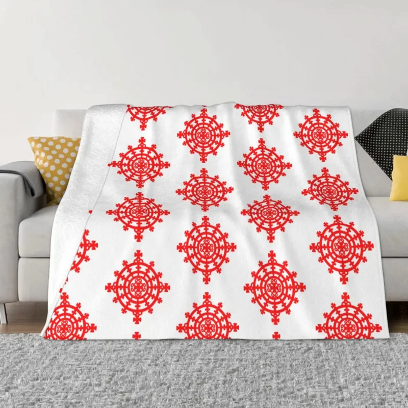 

Эфиопское художественное одеяло, красное Фланелевое украшение, переносное домашнее покрывало