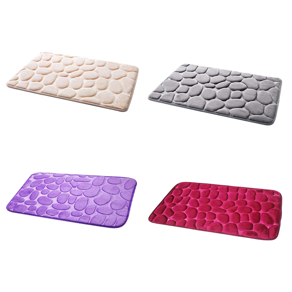 

Home Bath Mat Cobblestone Embossed Bathroom Carpet Water Absorption Non-slip Memory Foam Absorbent Washable Rug Toilet Floor Mat