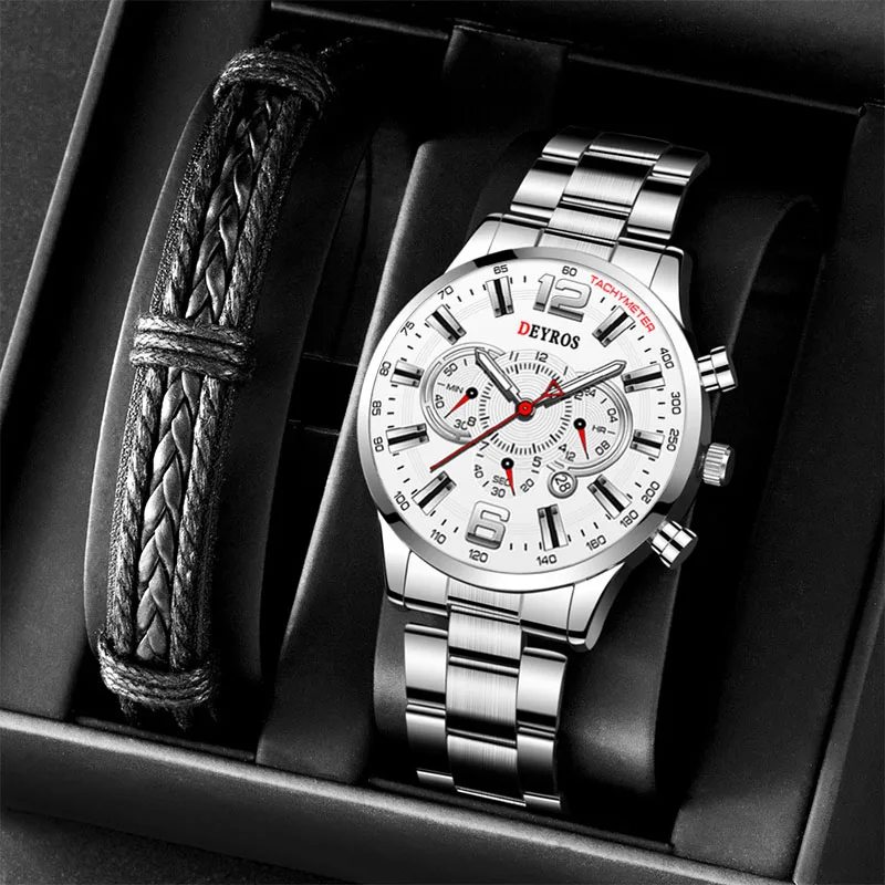 

Creative Mens Sport Watch Male Casual Bracelet Stainless Steel Luminous Analog Quartz Wrist Watch Calendar Men Business Watche