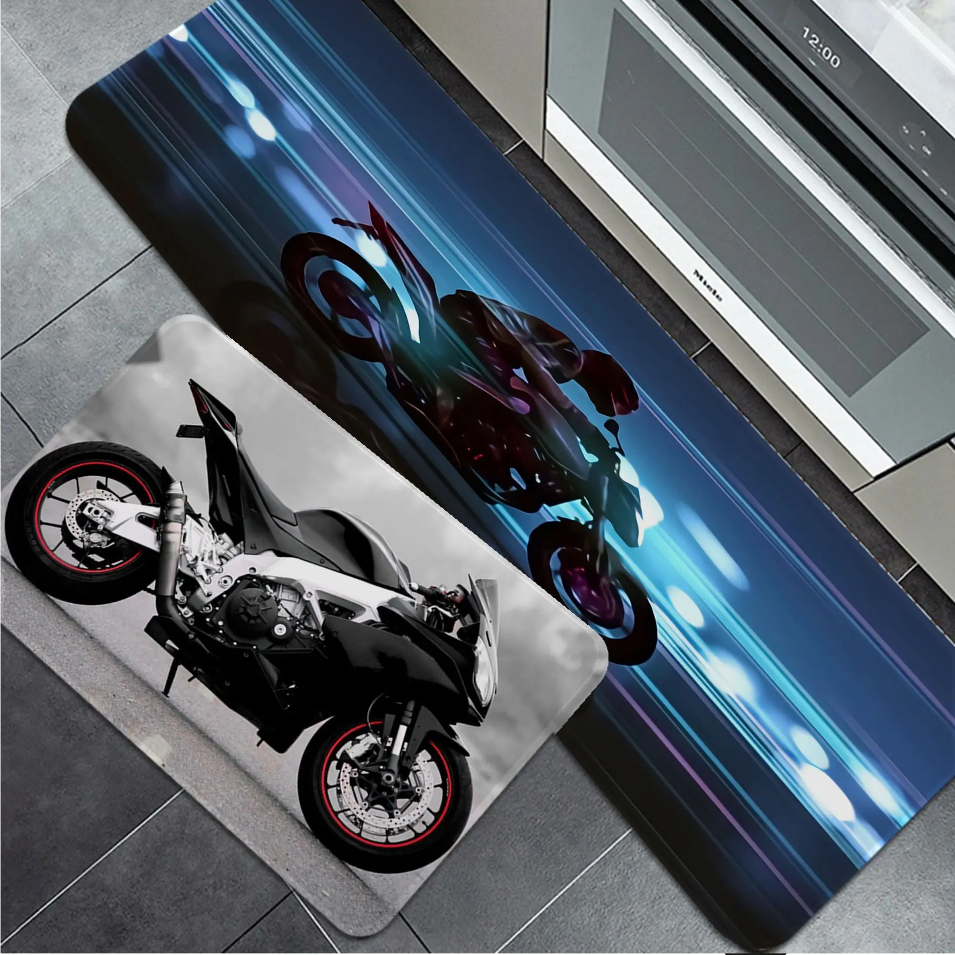 

Motorcycle Hallway Carpet Retro Multiple Choice Living Room Kitchen Rug Non-Slip Household Carpets