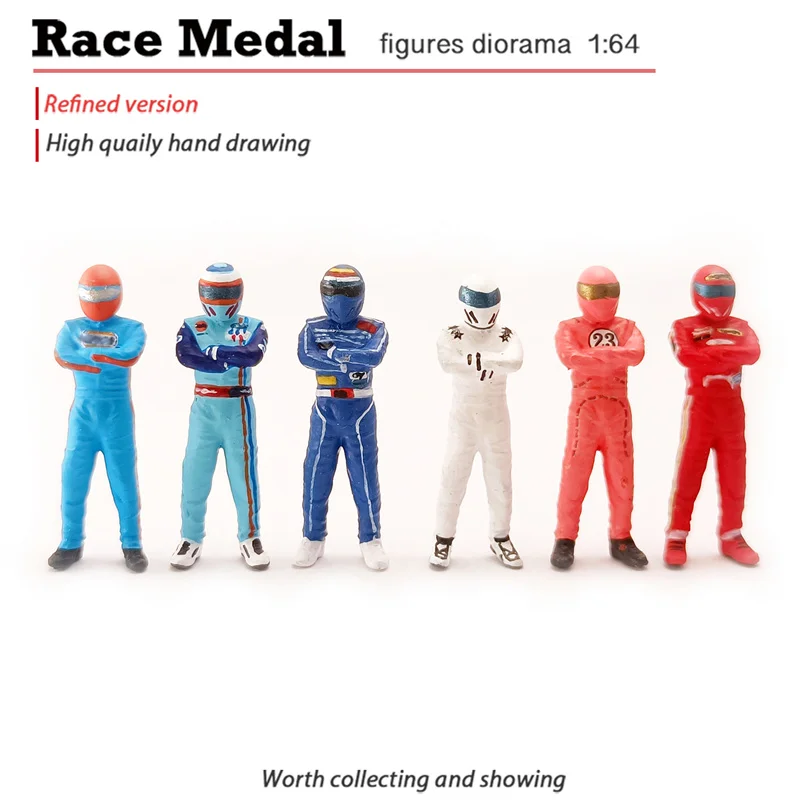 

1:64 Scale Model Try For Brother Racing Driver Action Fgure Standing Lttle Car Scene Accessories Street View Collection Toys Fan