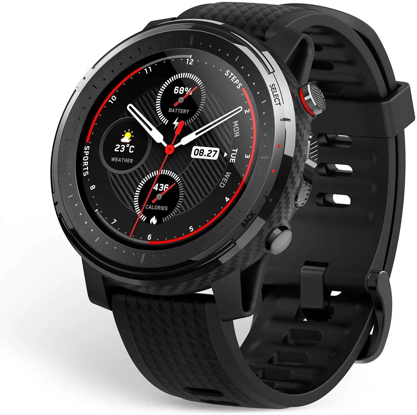 

Смарт-часы Amazfit Stratos 3, дисплей 1,34 дюйма, 80 спортивных режимов, воспроизведение музыки, GPS, Bluetooth, водостойкие