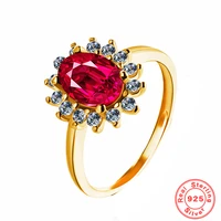 925 sterling silver plated 18k gold retro court style rose red zircon ring for women exquisite luxury noble trendy jewelry gifts