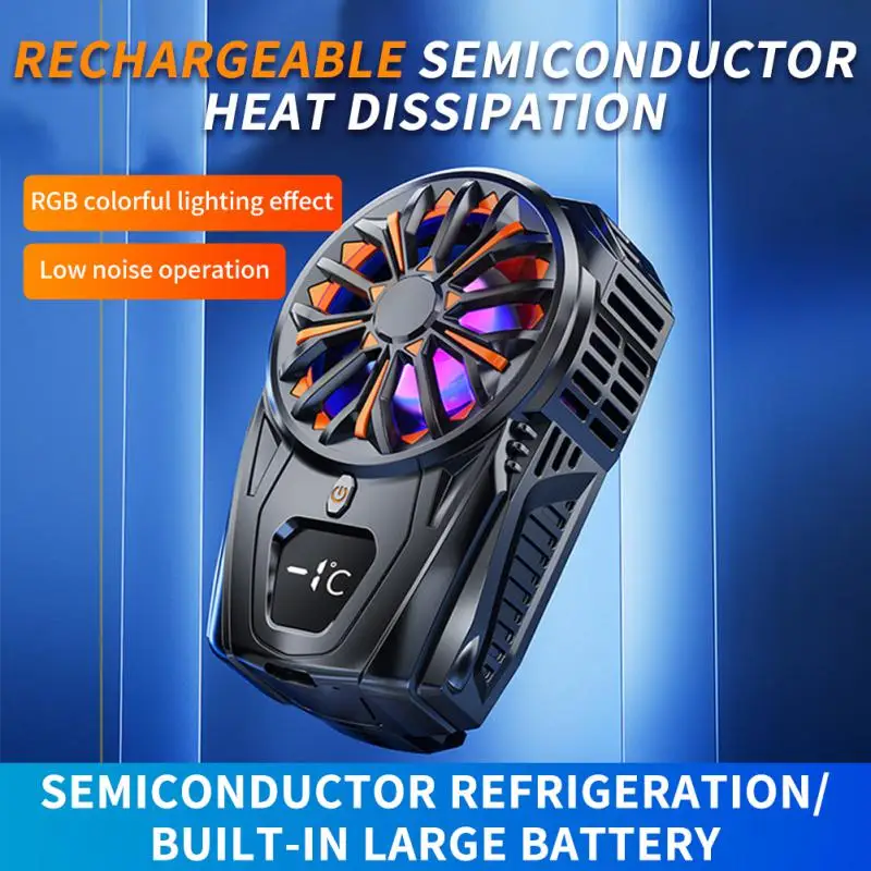 

Type-c Semiconductor Phone Accessories Cool Rgb Game Cooler Silent For Gamer Mobile Phone Radiator Electric Phone Fan