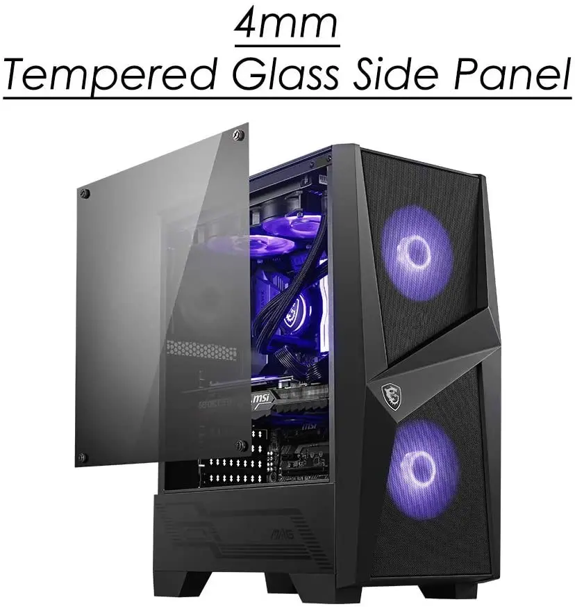 

100M Tempered Gaming Computer Case, MSI Mag Forge 100M, Tempered Glass, 2X Rgb Fan, 1X 120Mm Fan, Desktop Computer case 2021