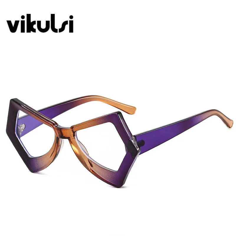 

New Butterfly Cat Eye Rainbow Color Flat Mirror Glasses Frame Women Fashion Vintage Eyeglasses For Female Anti Blue Light Unique