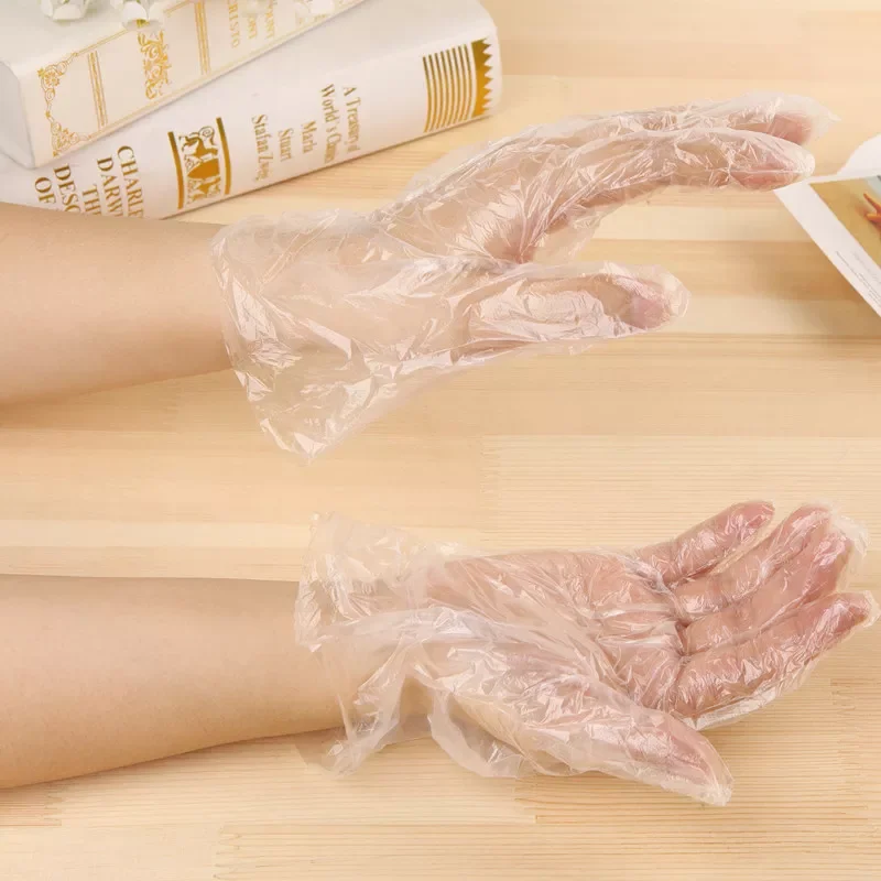 

New in PCS/Lot Disposable Gloves Plastic Transparent Oil - Proof Waterproof Kitchen Protect Food Gloves Household Cleaning Tool