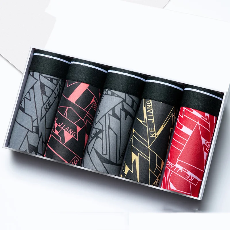 

5Pcs sexy Men's Panties Breathable Men underpants Cotton Boxer Briefs Solid color Underwear Set man Shorts Large size boxers