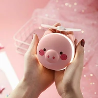 led night light selfie ring light charging cartoon hand held fan cute pink pig shape makeup light fashion