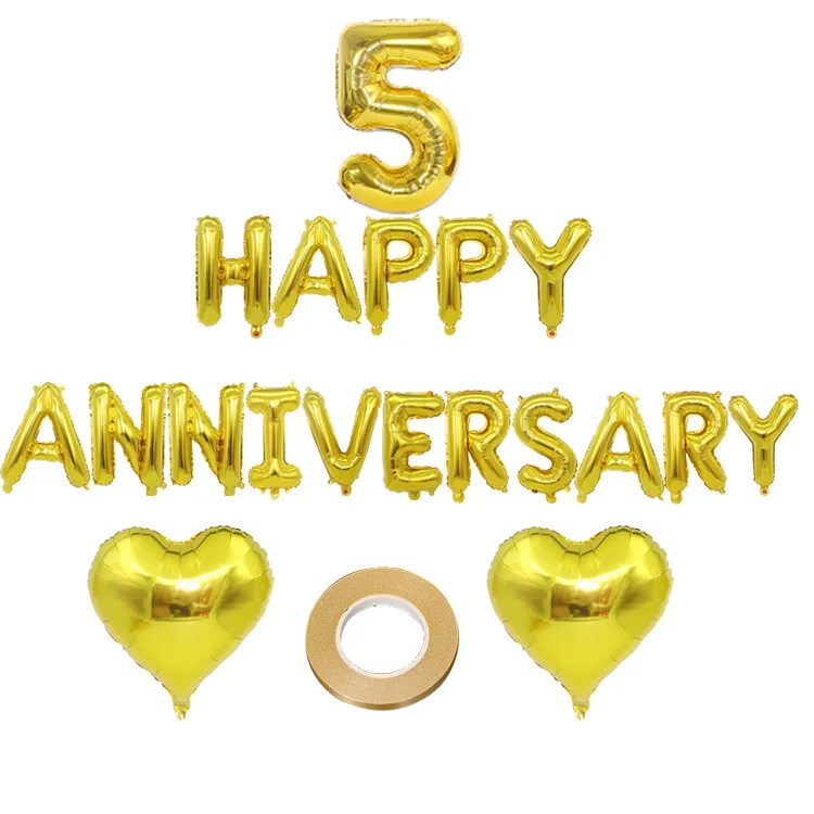 

Happy Anniversary Balloon sets foil balloons DIY decoration for Gardan shipping mall hotal hall home Anniversary Party decor