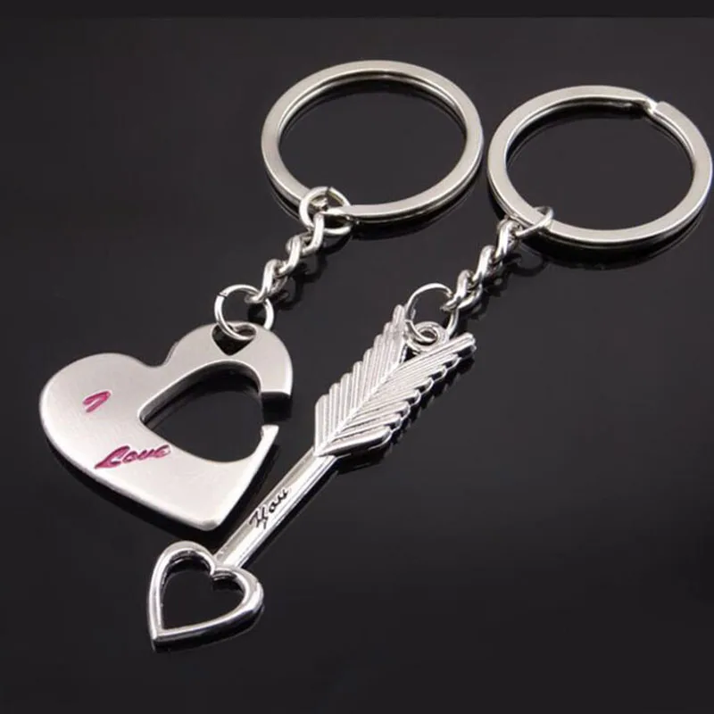 

Hot Sale Zinc Alloy Silver Plated Lovers Gift Wedding Favors Couple My Heart Keychain Fashion Keyring Key Fob Creative Key Chain