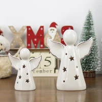 nordic modern geometric abstract angel figurines statue ceramic home decoration porcelain angel girl doll hollow christmas decor