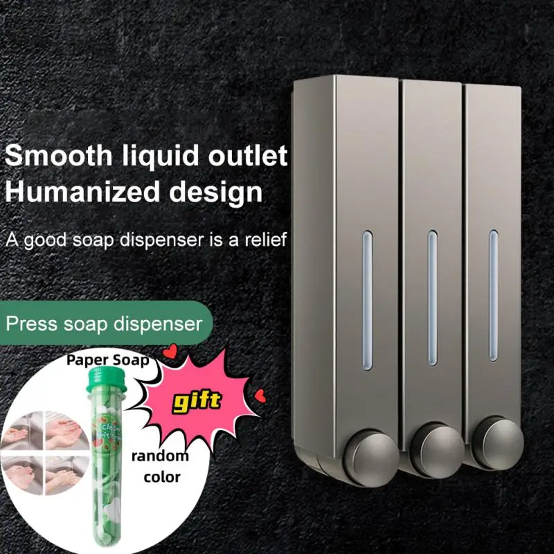 

Hotel Hotel Manual Press Soap Dispenser Single Double Three Head Wall-mounted Hand Sanitizer Bottle Shampoo Shower Dew Dispenser